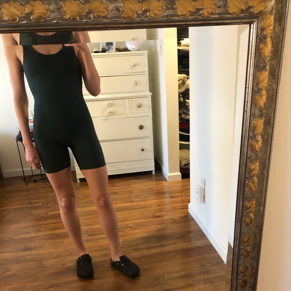 girlfriend collective forest green singlet / bodysuit, size small